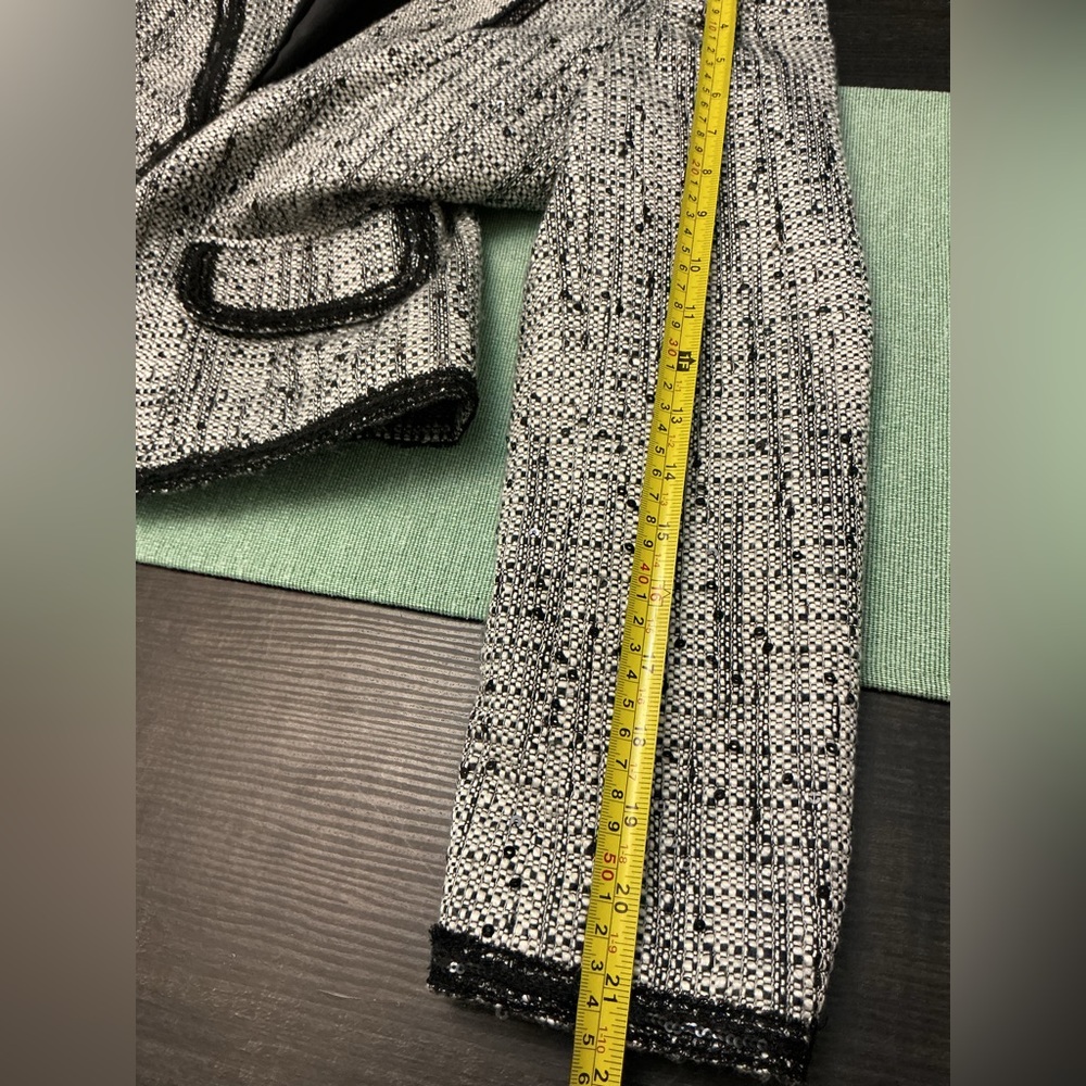 Bergamo Studio Tweed Blazer Jacket Black White Sequin Trim Size 6 - Picture 12 of 13